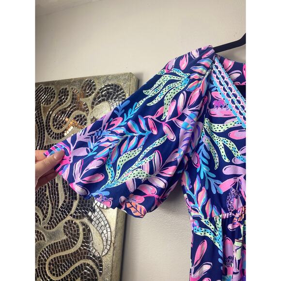 NWT LILLY PULITZER DRESS MAXI LONG MANUELA OYSTER BAY BLUE PURPLE LONG NAUTICAL - Picture 3 of 13